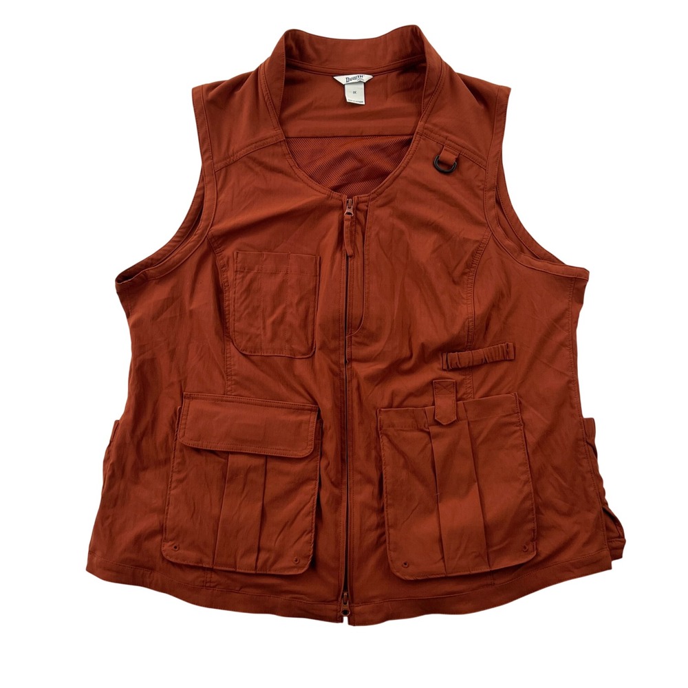 Duluth Heirloom Gardening Vest Womens 1X Rust Orange Utility Multi Pocket Camp